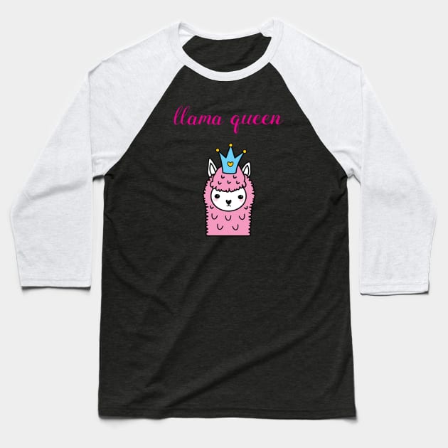Llama queen Pink Baseball T-Shirt by Mint Cloud Art Studio